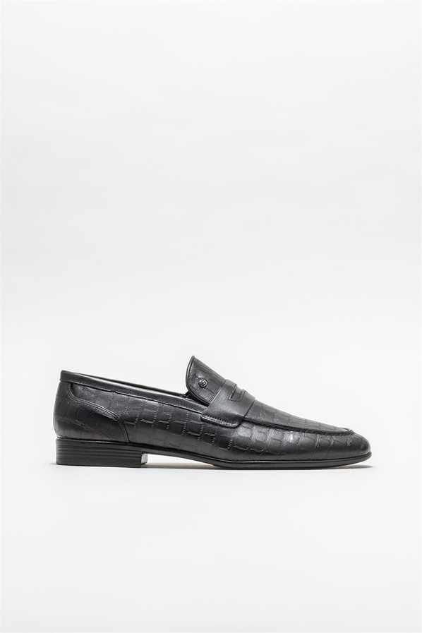 Siyah deri erkek loafer - Elle Shoes