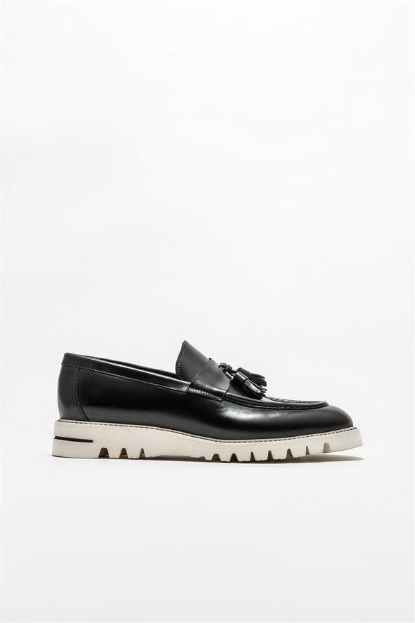 Siyah deri erkek loafer - Elle Shoes