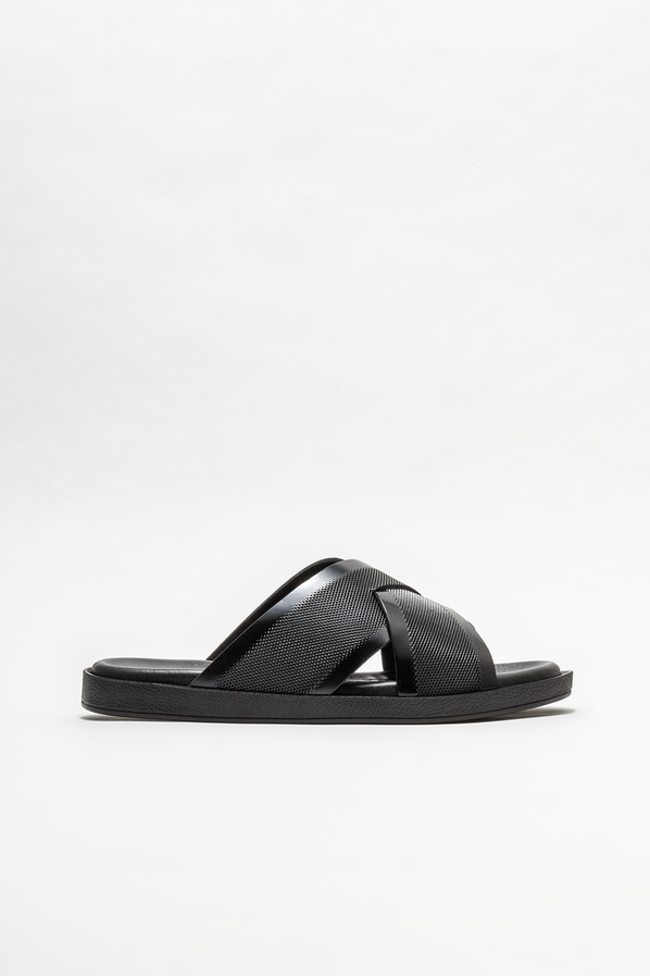 Siyah deri erkek terlik - Elle Shoes