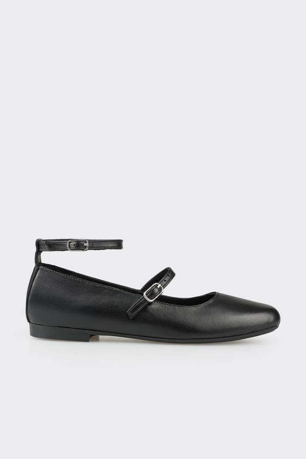 Siyah deri kadın babet - Elle Shoes