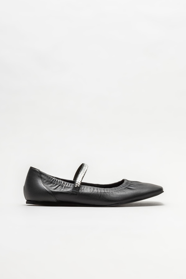 Siyah deri kadın babet - Elle Shoes