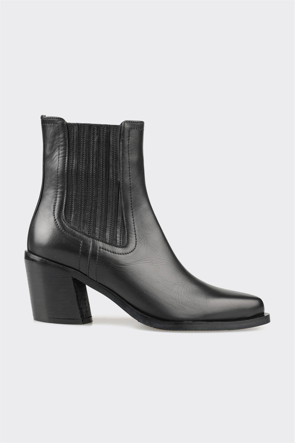 Siyah deri kadın bot - Elle Shoes
