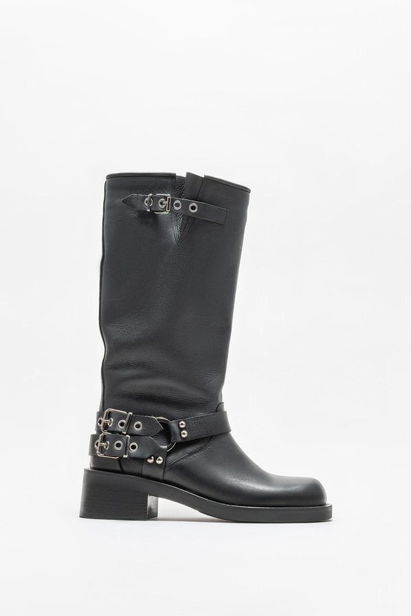 Siyah deri kadın çizme - Elle Shoes