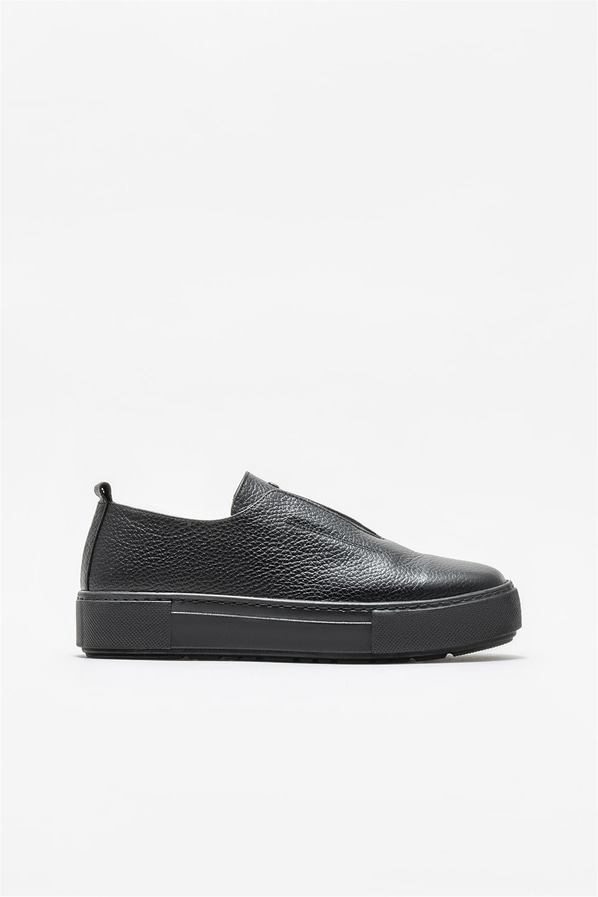 Siyah deri kadın sneaker, ofis stili için - Elle Shoes