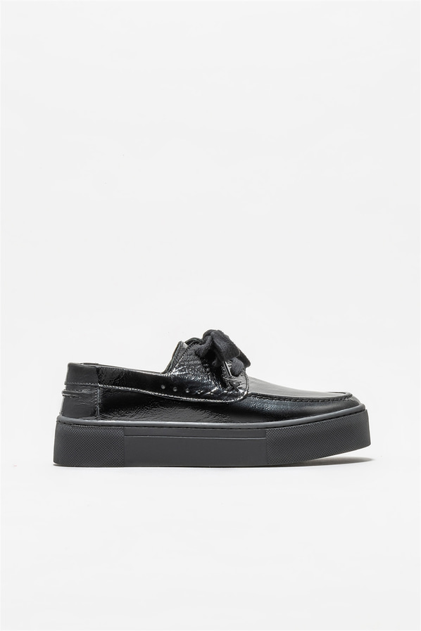Siyah deri kadın günlük ayakkabı, günlük kullanım için - Elle Shoes