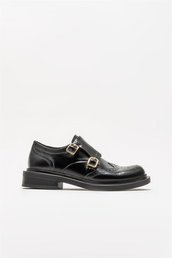 Siyah deri kadın loafer, günlük kullanım için - Elle Shoes