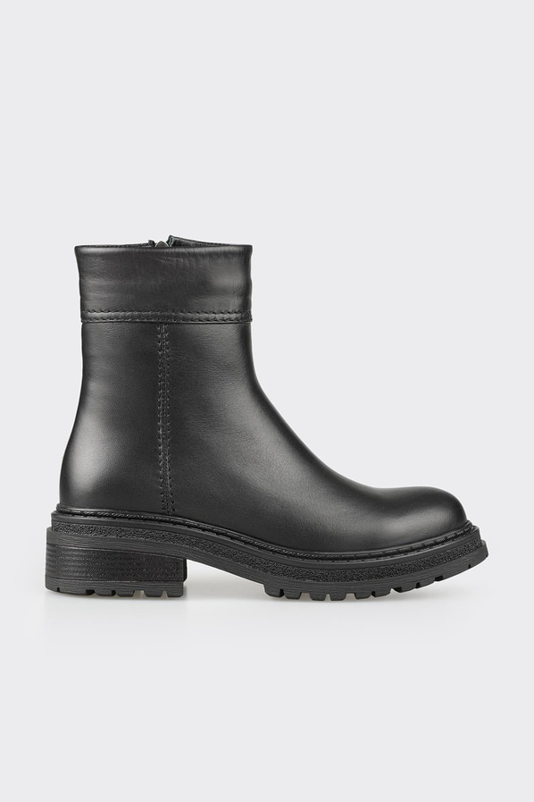 Siyah deri kadın bot, günlük kullanım için - Elle Shoes