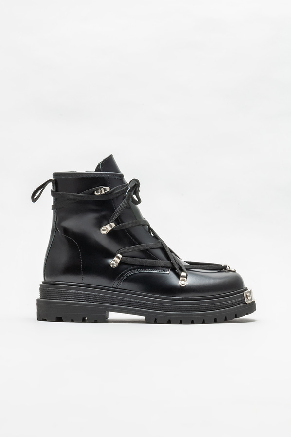 Siyah deri kadın bot, günlük kullanım için - Elle Shoes
