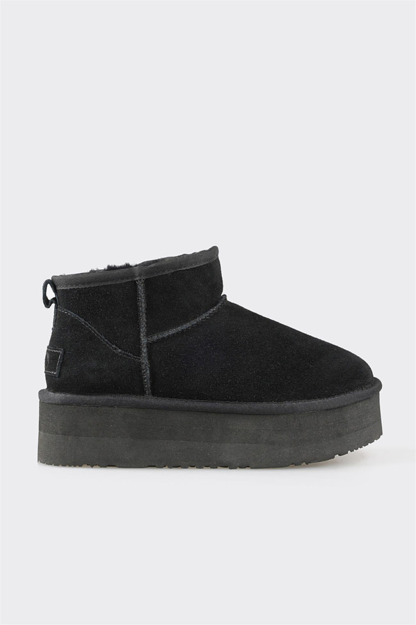 Siyah deri kadın bot, ofis stili için - Elle Shoes
