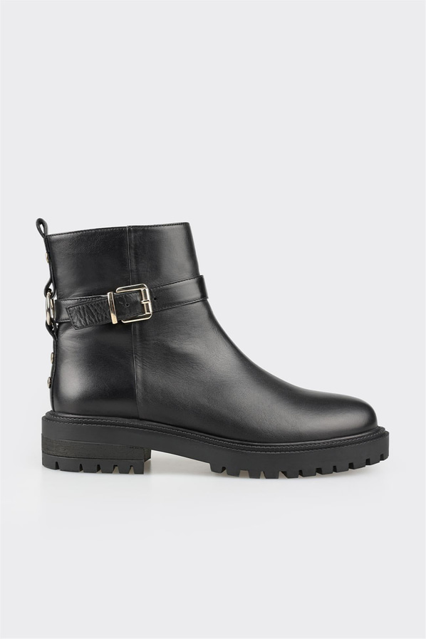 Siyah deri kadın bot, ofis stili için - Elle Shoes