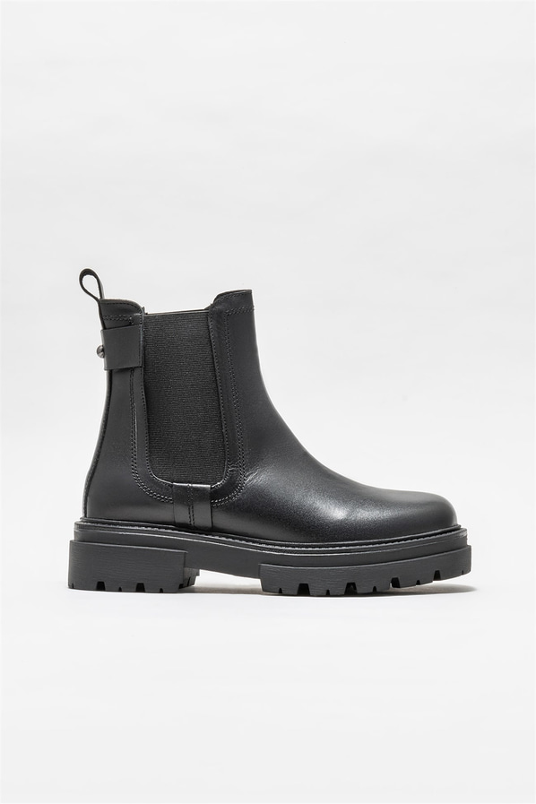Siyah deri kadın bot, günlük kullanım için - Elle Shoes
