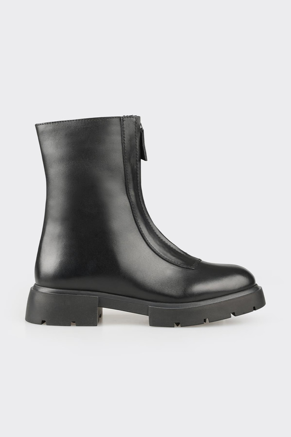 Siyah deri kadın bot, günlük kullanım için - Elle Shoes