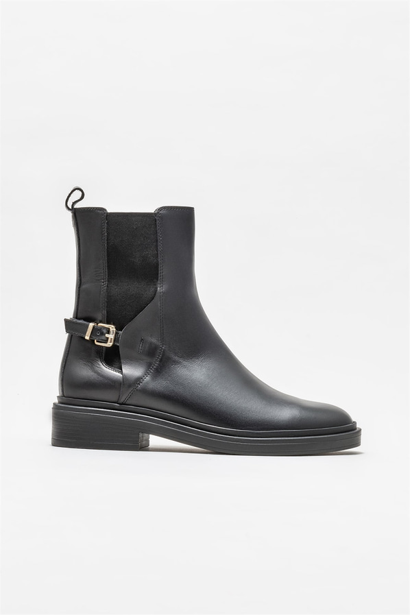 Siyah deri kadın bot, günlük kullanım için - Elle Shoes