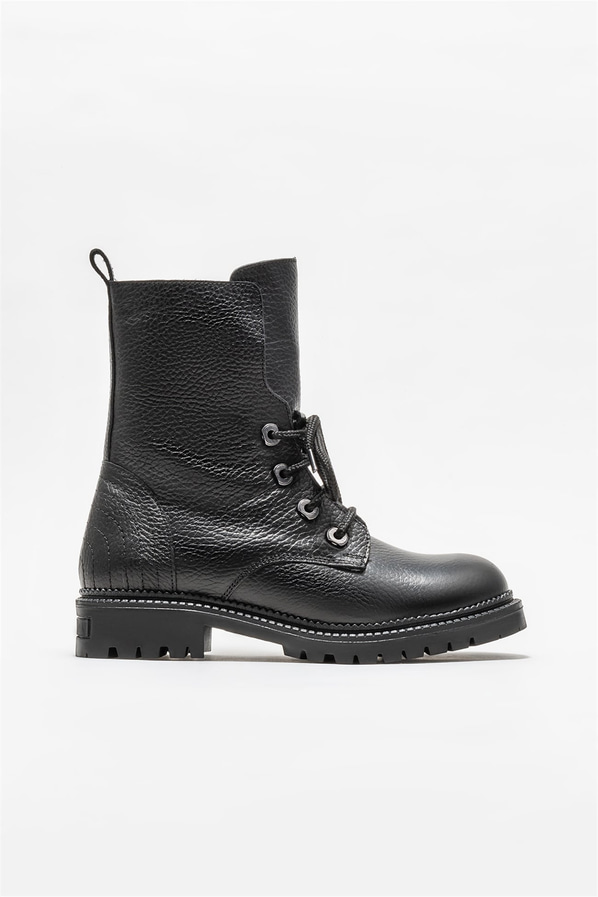 Siyah deri kadın bot, günlük kullanım için - Elle Shoes