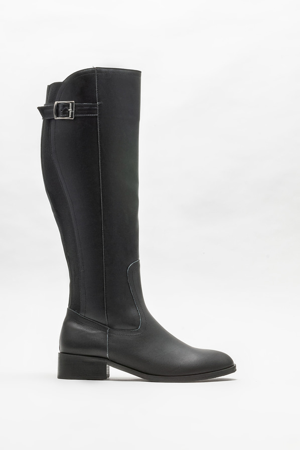 Siyah deri kadın çizme, günlük kullanım için - Elle Shoes