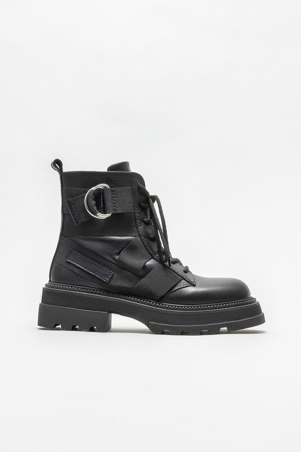 Siyah deri düz kadın bot, günlük kullanım için - Elle Shoes
