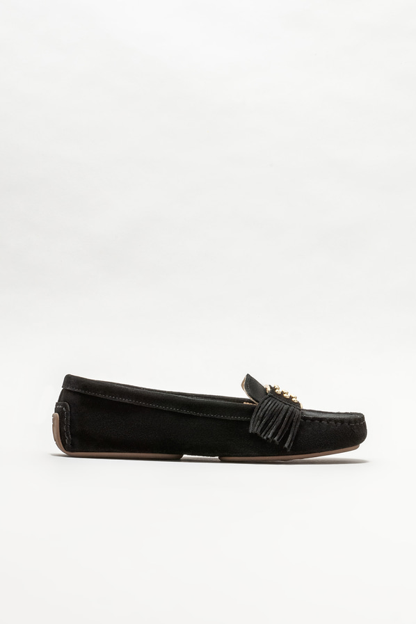 Siyah deri kadın loafer, günlük kullanım için - Elle Shoes