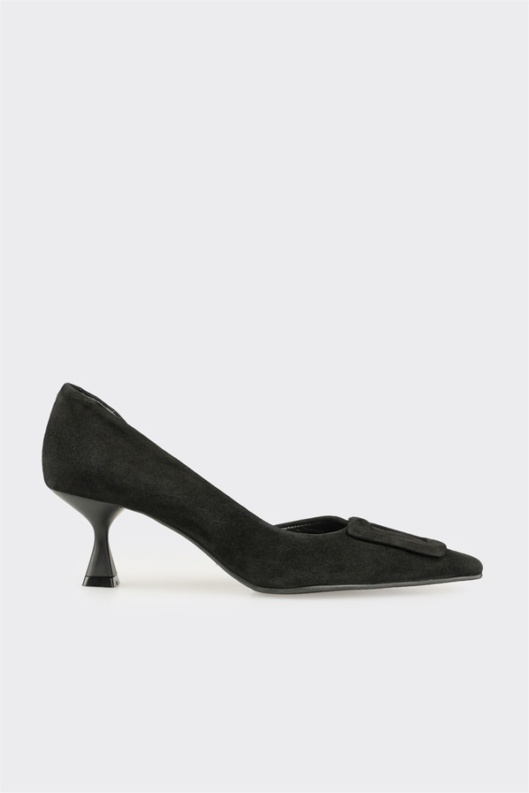 Siyah deri kadın klasik ayakkabı - Elle Shoes