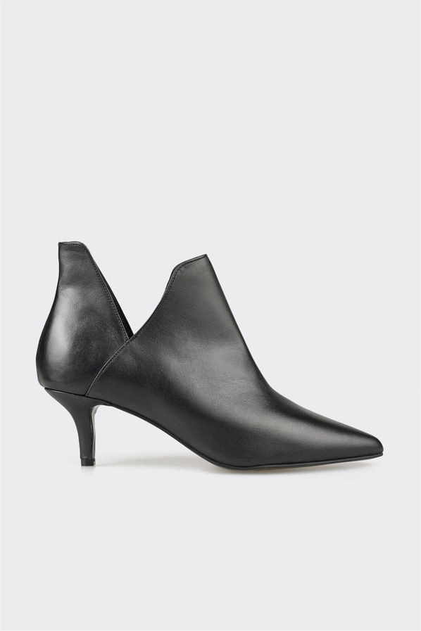 Siyah deri kadın bot, klasik stil için - Elle Shoes