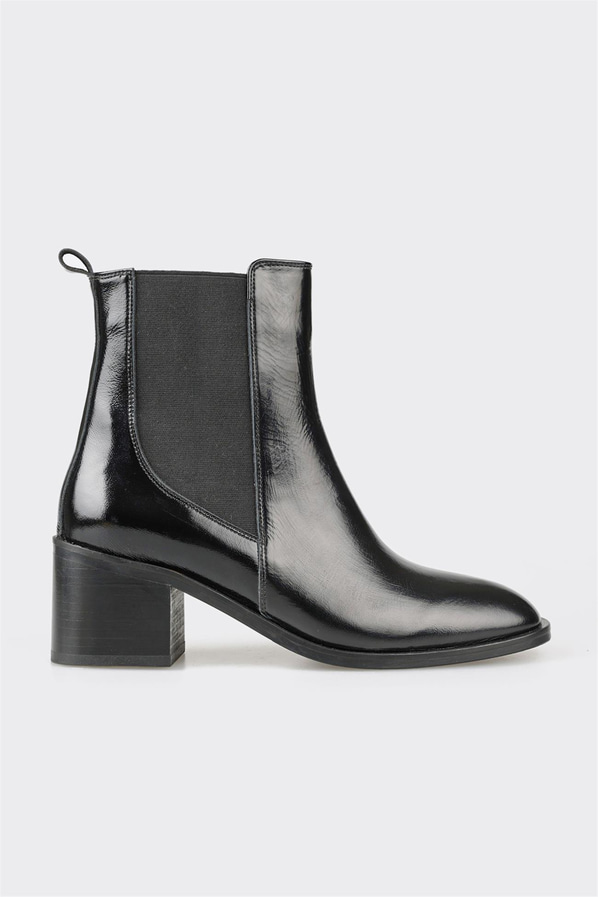 Siyah deri kadın bot, klasik stil için - Elle Shoes