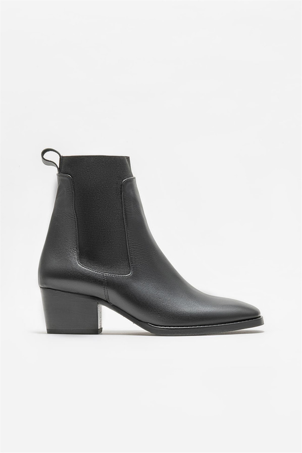Siyah deri kadın bot, klasik stil için - Elle Shoes