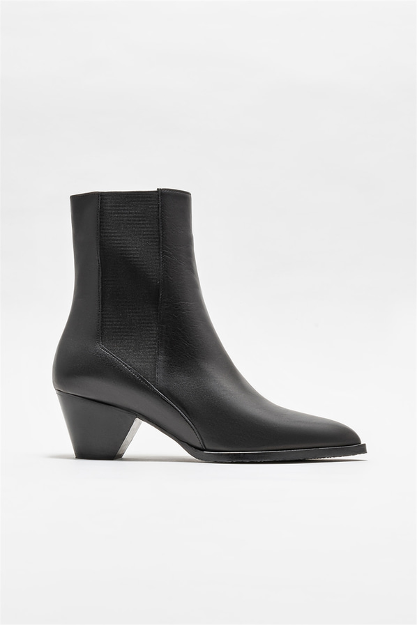 Siyah deri kadın bot, klasik stil için - Elle Shoes