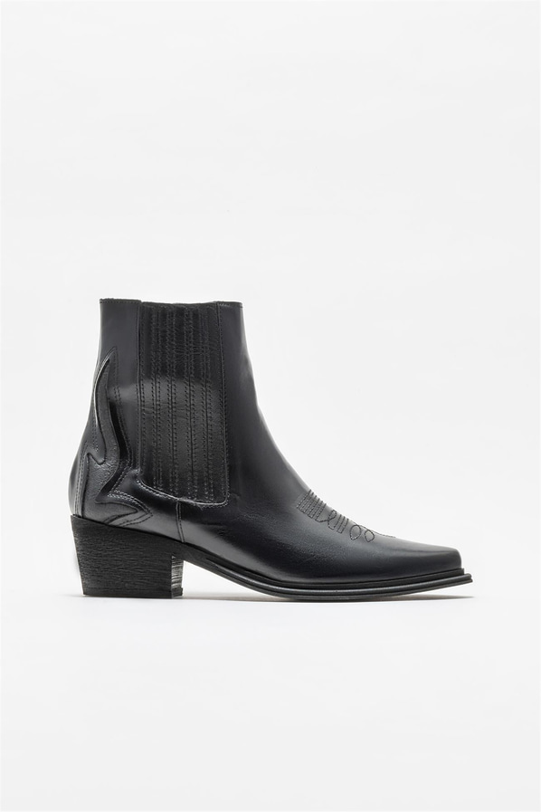 Siyah deri kadın bot, klasik stil için - Elle Shoes