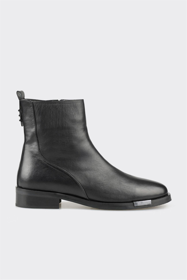 Siyah deri kadın bot, klasik stil için - Elle Shoes