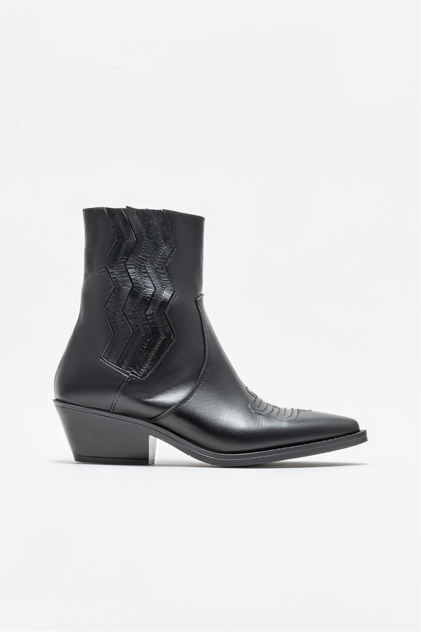Siyah deri kadın bot, klasik stil için - Elle Shoes