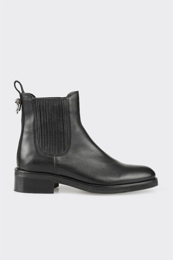 Siyah deri kadın bot, klasik stil için - Elle Shoes