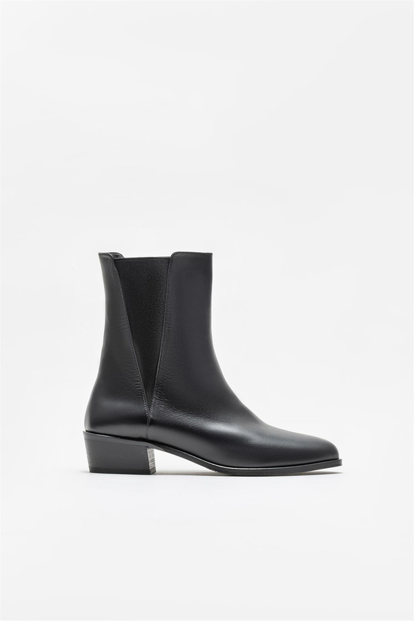 Siyah deri kadın bot, klasik stil için - Elle Shoes