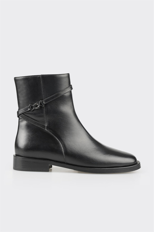Siyah deri kadın bot, ofis stili için - Elle Shoes