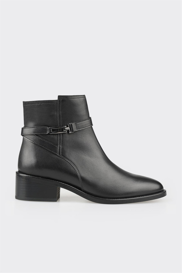 Siyah deri kadın bot, klasik stil için - Elle Shoes