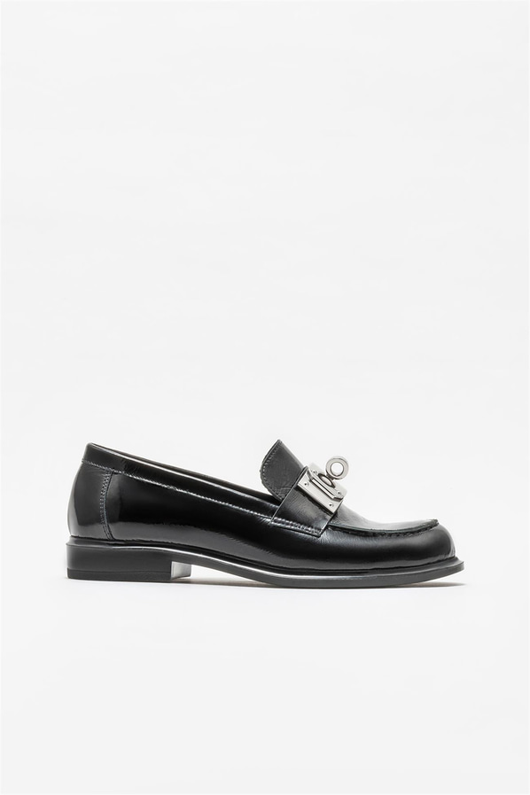 Siyah deri kadın loafer - Elle Shoes