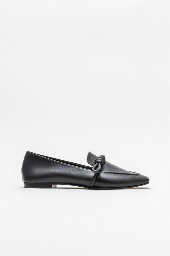 Siyah deri kadın loafer - Elle Shoes