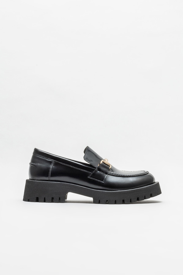 Siyah deri kadın loafer - Elle Shoes