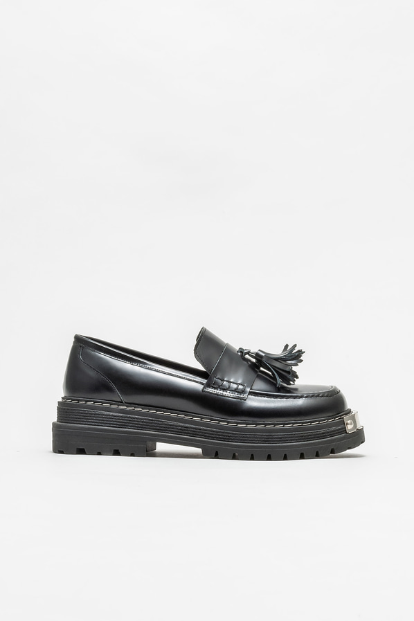 Siyah deri kadın loafer - Elle Shoes