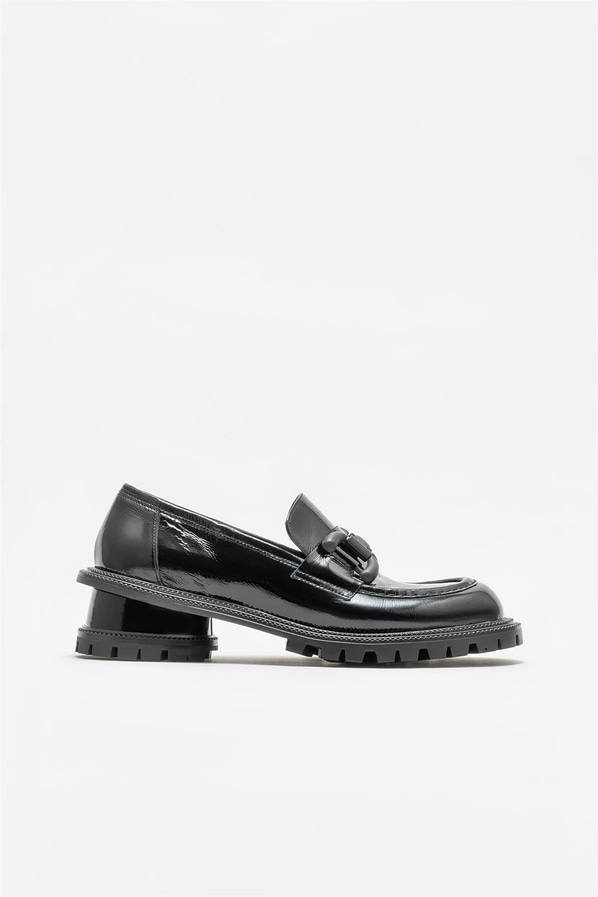 Siyah deri kadın loafer - Elle Shoes