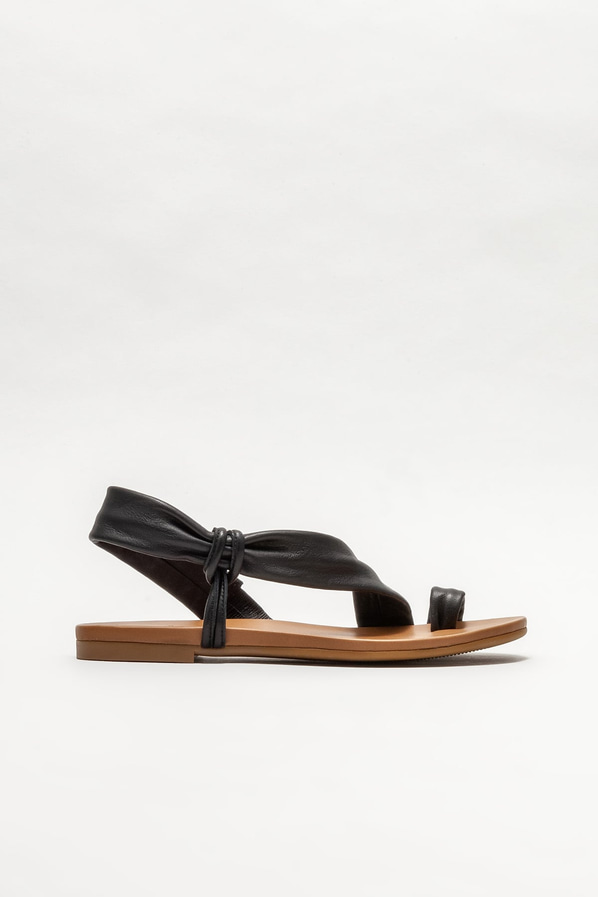 Siyah deri kadın sandalet - Elle Shoes