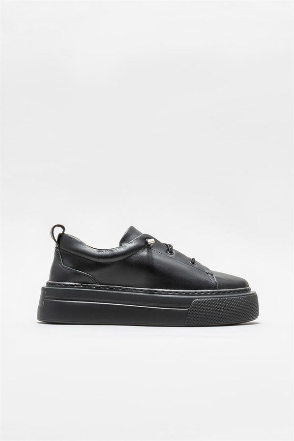 Siyah deri kadın sneaker - Elle Shoes