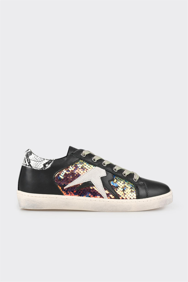 Siyah deri kadın sneaker - Elle Shoes