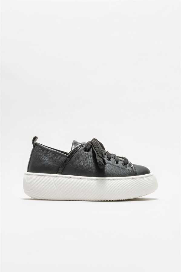 Siyah deri kadın sneaker - Elle Shoes
