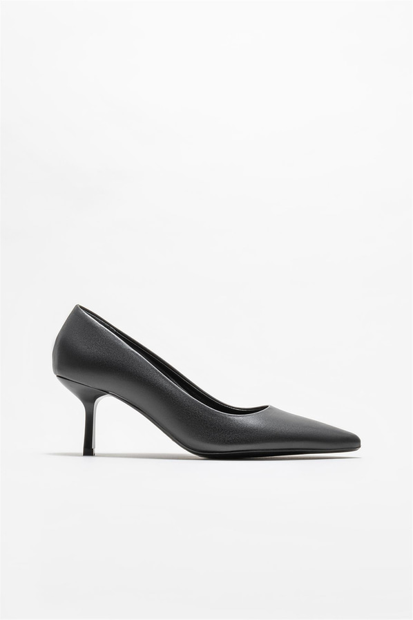 Siyah deri kadın stiletto - Elle Shoes