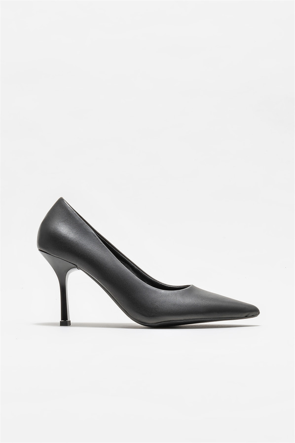 Siyah deri kadın stiletto - Elle Shoes