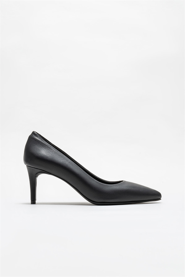 Siyah deri kadın stiletto - Elle Shoes