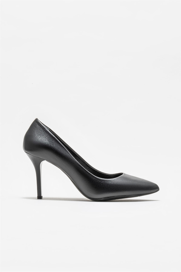 Siyah deri kadın stiletto - Elle Shoes