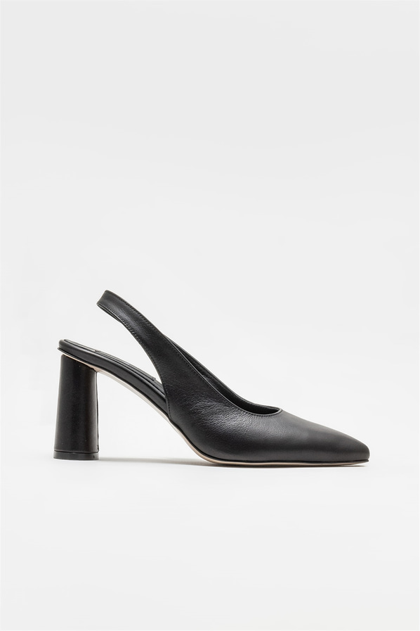 Siyah deri kadın stiletto - Elle Shoes