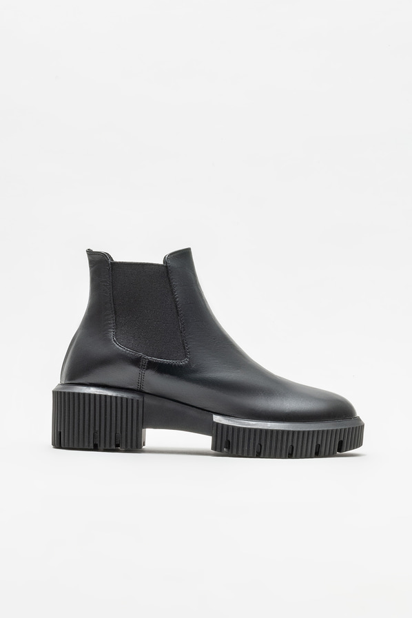 Siyah deri topuklu kadın chelsea bot - Elle Shoes