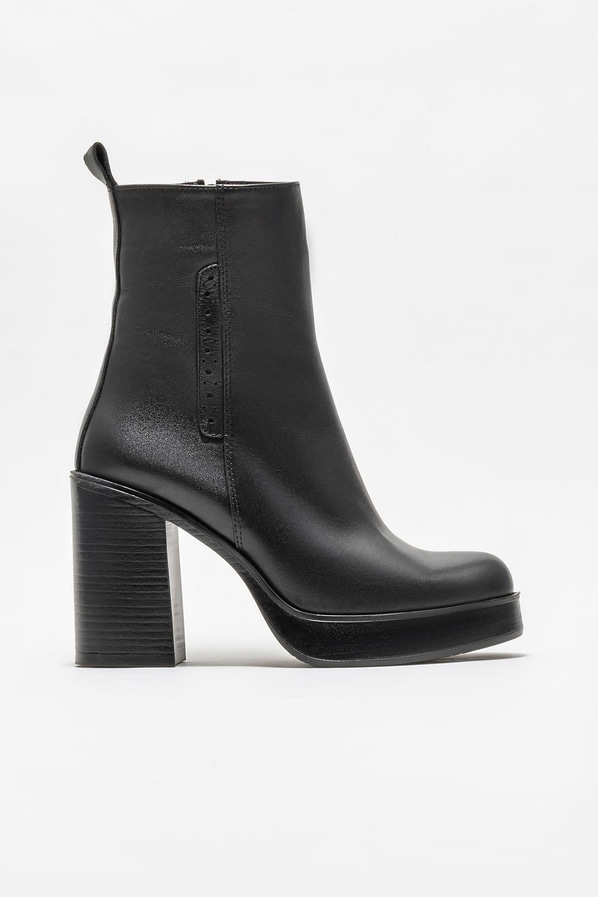 Siyah deri topuklu kadın bot - Elle Shoes