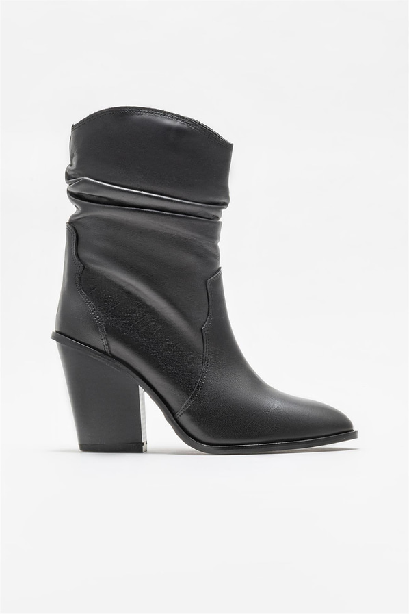 Siyah deri kadın bot - Elle Shoes